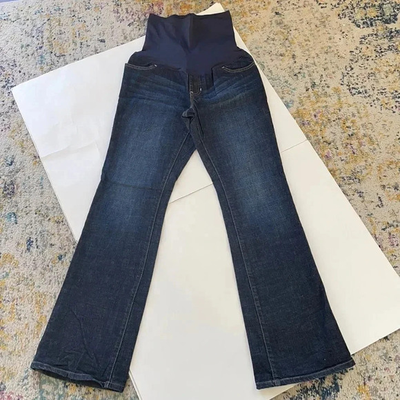 GAP Maternity Flare Jeans Dark Wash Belly Panel women’s maternity Size 4 NWOT - Picture 2 of 10